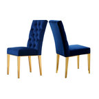 Capri Velvet Upholstered Dining Chair (Set of 2), Navy