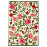 Trans Ocean - Liora Manne Ravella China Roses Indoor/Outdoor Rug Rose 7'6"x9'6" - This hand-hooked area rug brings the beauty of an English rose garden to your home. Bright pink and red roses on their climbing vines in a natural design will effortlessly compliment your indoor or outdoor space. Made in China from a polyester acrylic blend, the Ravella Collection is hand tufted to create vibrant multi-toned detailed designs with tight textural loops and a high quality finish. The material is flatwoven, weather resistant and treated for added fade resistance, making this area rug perfect for indoor or outdoor placement. This soft, durable area rug is ideal for your patio, sunroom or those high traffic areas such as your kitchen, living room, entryway or dining room. Intricately shaded yarns bring to life the nature inspired designs of this collection that will beautifully accent your home. Limiting exposure to rain, moisture and direct sun will prolong rug life.
