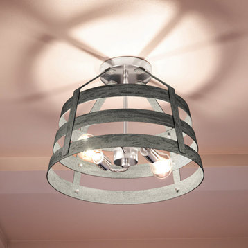Luxury Modern Farmhouse Ceiling Light, Satin Nickel, UEX2290