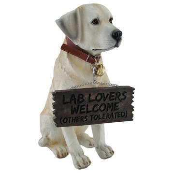 Labrador Retriever Garden Welcome Statue Reversible Sign Don't Stop Retrievin