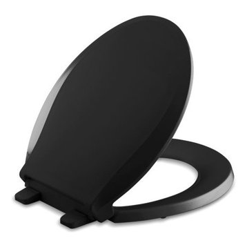 Kohler Cachet Quiet-Close with Grip-Tight Round-Front Toilet Seat, Black