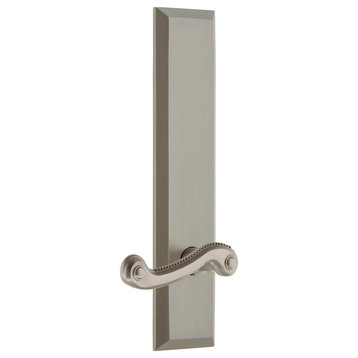Fifth Avenue Tall Plate Passage, Newport Lever, Satin Nickel, 836227