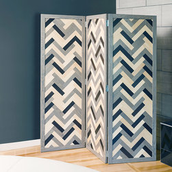 Multi-Color Herringbone Room Divider - Screens And Room Dividers