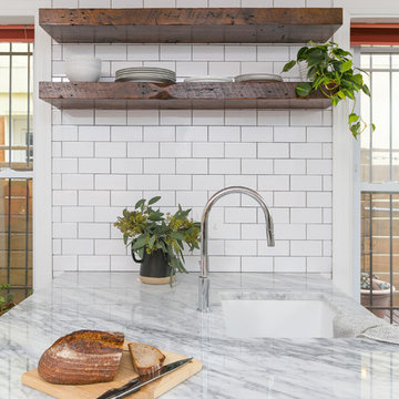 Center City, Philadelphia: Trendy White Kitchen Remodel with Rustic Accents