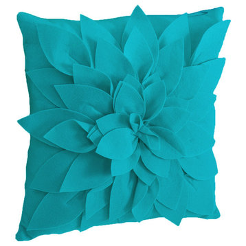 Sara's Garden Petal Decorative Throw Pillow, 17 Inch Square, Teal