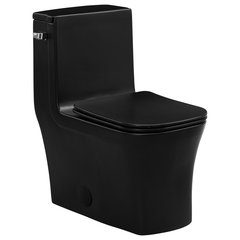 Swiss Madison Ivy Matte Black Elongated Wall Hung Toilet Bowl 12-in  Rough-In at