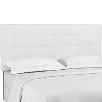 Modway Paisley Tufted Full/Queen Upholstered Linen Fabric Headboard in White
