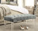 Blanche Velvet Button Tufted Nailhead Trim Clear Acrylic Legs Bench, Grey