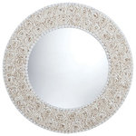Elk Home - Elk Home 7163-047 Abra Alba - 32" Floral Pattern Clam Shell Framed Mirror - When we're by the sea, most of us are too busy feeAbra Alba 32" Floral Natural