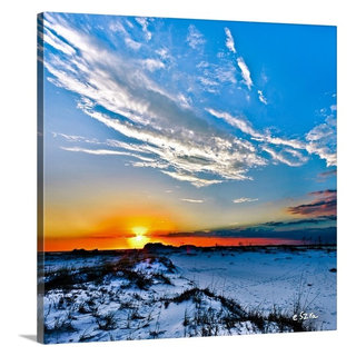 GreatBigCanvas Colorful Ocean Sunset Red Blue V 24-in H x 18-in W Abstract Print on Canvas | 2528580-24-18X24