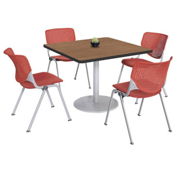 KFI 42" Square Dining Table - Cherry Top - Kool Chairs - Coral