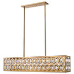 Z-Lite - Dealey 7-Light Chandelier, Heirloom Brass - Complete a vintage-inspired living area with the elongated style of this hanging ceiling light. The open rectangular shade boasts a radiant heritage brass finish that encases reflective crystal accents.&nbsp