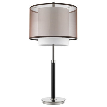 Acclaim Roosevelt Table Lamp, Espresso/Nickel/Gray Shantung