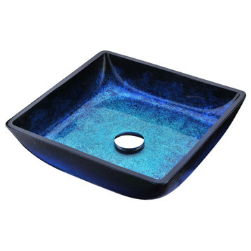 Viace Series Deco-Glass Vessel Sink, Blazing Blue