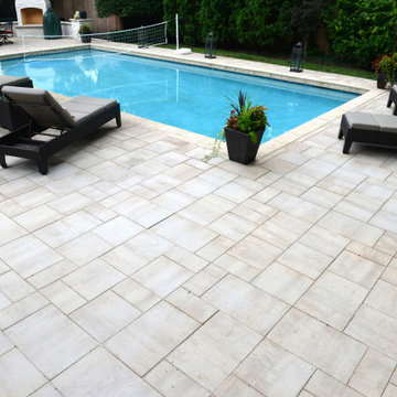 Kansas Paver Patio with Pool and Outdoor Fireplace