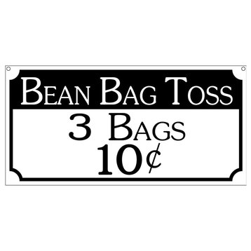 Bean Bag Toss 3 Bag 10C, Aluminum Retro Fair Carnival Park Sign, 6"x12"