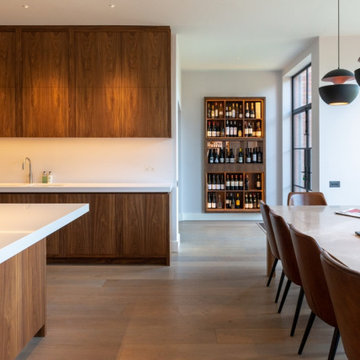 Walnut, Spray Painted and Liquid Metal Kitchen, Chiselhurst, Kent