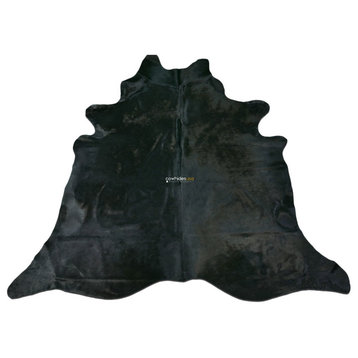 Dyed Black Cowhide Rugs, 6'x6'