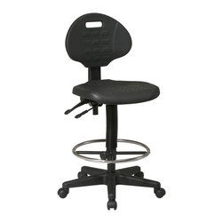 ntermediate Black Ergonomic Drafting Chair with Adjustable Footrest - Living Room Chairs