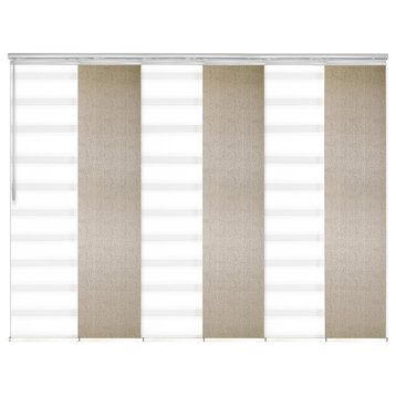 Blanched White-Marguerite 6-Panel Track Extendable Vertical Blinds 70-130"x94"