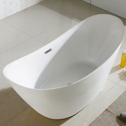 67" x 38" White Oval Soaking Free-Standing Bathroom Tub - Bathtubs