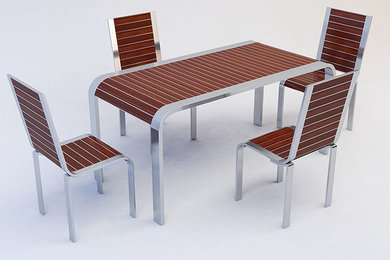 Step - Tavolo e sedie in legno e alluminio