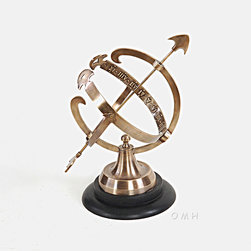 Brass AK030 Armillary on Wooden Base - Decorative Objects And Figurines