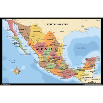 Map Mexico Poster, Premium Unframed