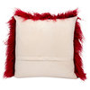 Mina Victory Couture Fur Tibetan Sheepskin Red Throw Pillow