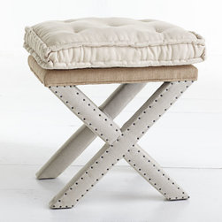 Ecru Linen Stool - Bar Stools And Counter Stools