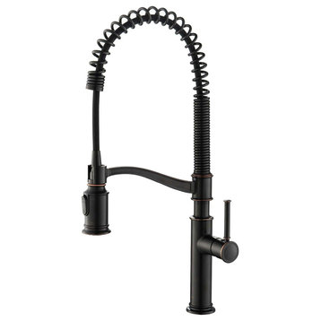 Industrial Kitchen Faucet, High Arched Design & Pull Sprayer, Oil Rubbed Bronze