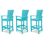 Polywood - POLYWOOD Quattro 3-Piece Bar Set, Aruba - With curved arms and a contoured seat and back for comfort, this set of three Quattro Adirondack Bar Chairs is ideal for dining and entertaining at your built-in outdoor bar. Constructed of durable POLYWOOD lumber available in a variety of attractive, fade-resistant colors, this all-weather bar chair will never require painting, staining, or waterproofing.