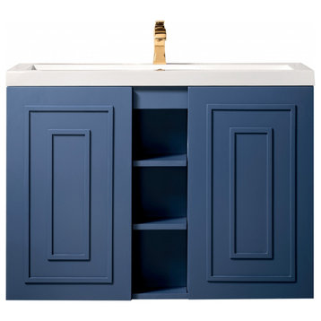 40" Modern Azure Blue Floating Single Sink Bathroom Vanity