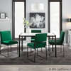 High Back Fuji Dining Chair, Black Steel/Green Velvet, Set of 2