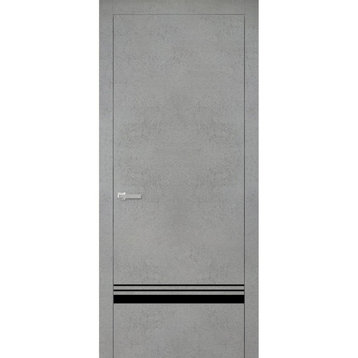 Solid French Door 42 x 80 | Planum 0012 Concrete with| Bathroom