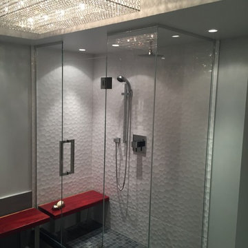 Custom glass shower w/LED lights