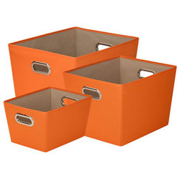 Contemporary Storage Bins And Boxes Storage Bins, Orange, Set of 3