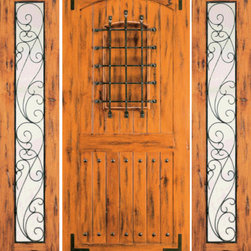 Prehung Door with Two Sidelites, Front, Knotty Alder, Speakeasy - Front Doors