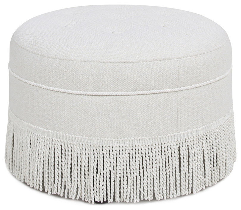 Jennifer Taylor Home Yolanda Tufted Decorative Round Ottoman Alabaster ...