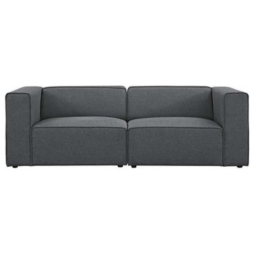 Gamine 2 Piece Upholstered Fabric Sectional Sofa Set, Gray