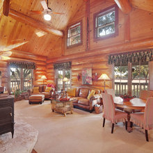 Luxury Hand-Hewn Log Cabin Homestead Located in Suburbs of Austin