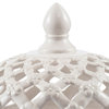 A&B Home White Ballas Pierced Ceramic Round Lidded Jar 9"X12"
