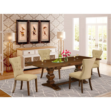 East West Furniture Lassale 7-piece Wood Dining Room Set in Walnut