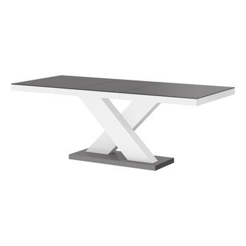 XENON High Gloss Extendable Dining Table, Grey/White