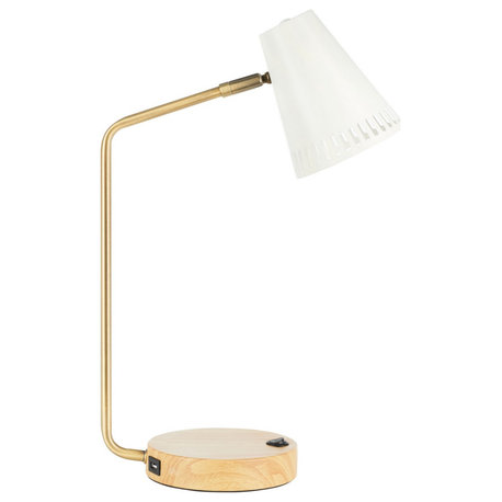 Safavieh Veda Table Lamp With USB Port Gold/White