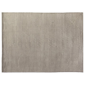 Dove Embossed Hand-Loomed Viscose and Cotton Silver Area Rug, 6'x9'
