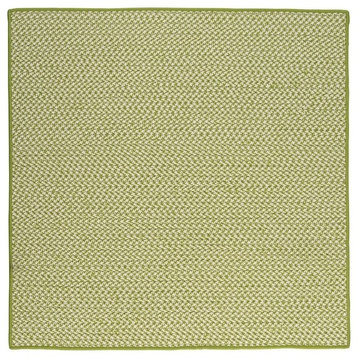 Outdoor Houndstooth Tweed Rug, Lime, 10' Square