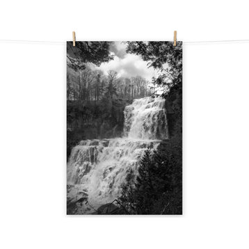 Chittenango Falls Landscape Photo Black and White Unframed Wall Art Print, 11" X 14"