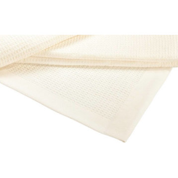 Crover Collection All Season Thermal Waffle Cotton Blanket, Ivory, Twin