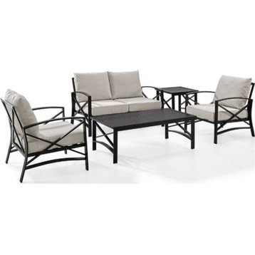 Kaplan 5-Piece Patio Set, Loveseat, 2 Chairs, Coffee & Side Table, Oatmeal